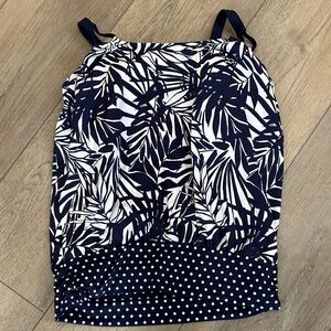 Swimsuits For All Navy and White Tropical Pencil Skirt